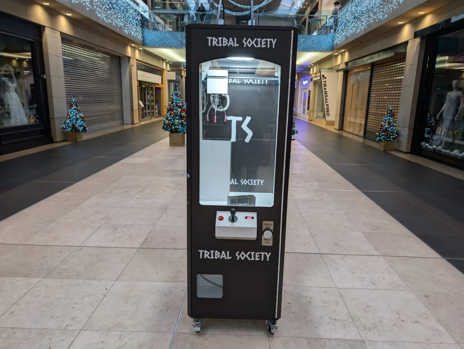 Branded claw machine in a shopping centre
